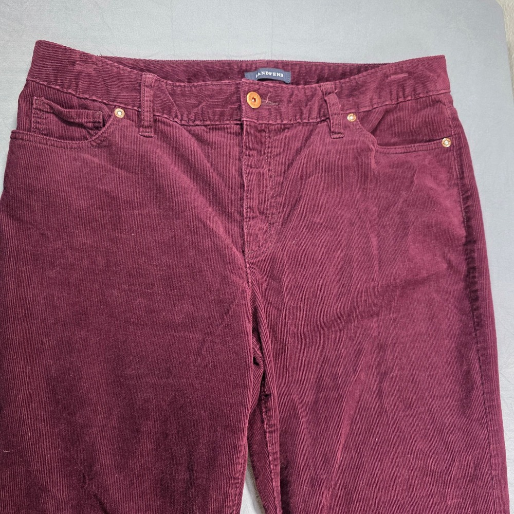 Lands‎ End Fit 2 Burgundy Corduroy Pants Womens Size 12 Straight Leg Stretch - Picture 9 of 9